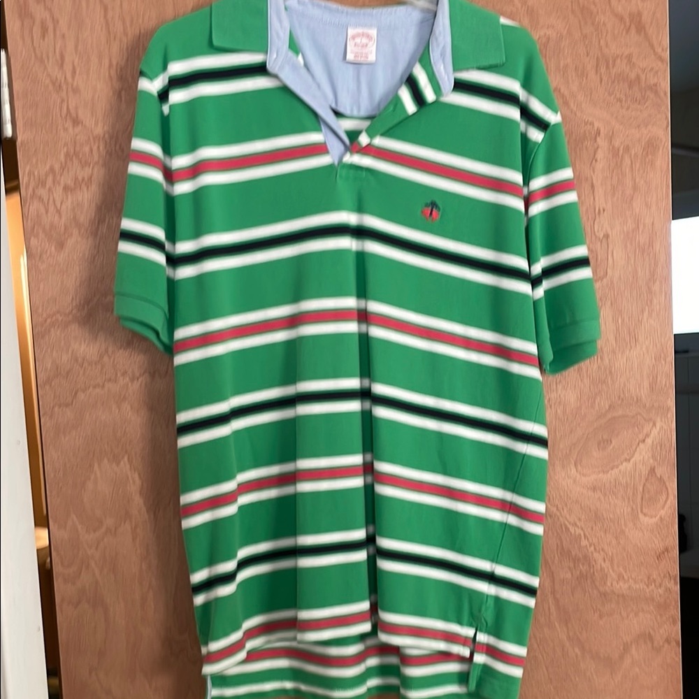 Brooks Brothers Green Striped Polo Shirt